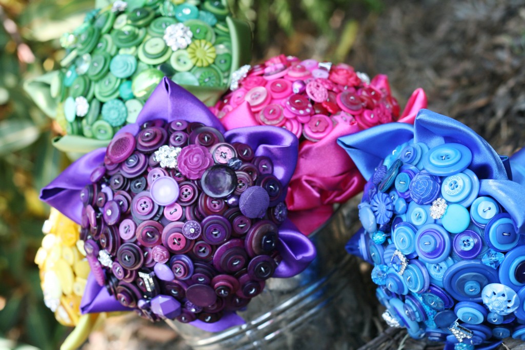 Rainbow Button Bouquets