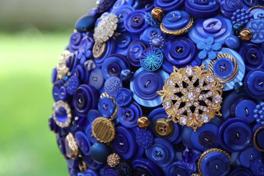 Royal Blue & Gold Button Bouquet
